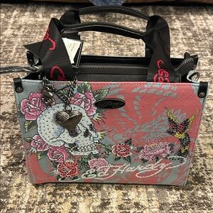 New Ed Hardy Multicolor Graphic Women's Bag Jean like fabric